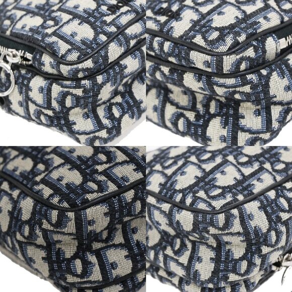 CHRISTIAN DIOR Oblique Trotter Mini Shoulder Bag Jacquard Leather Blue - Picture 8 of 16